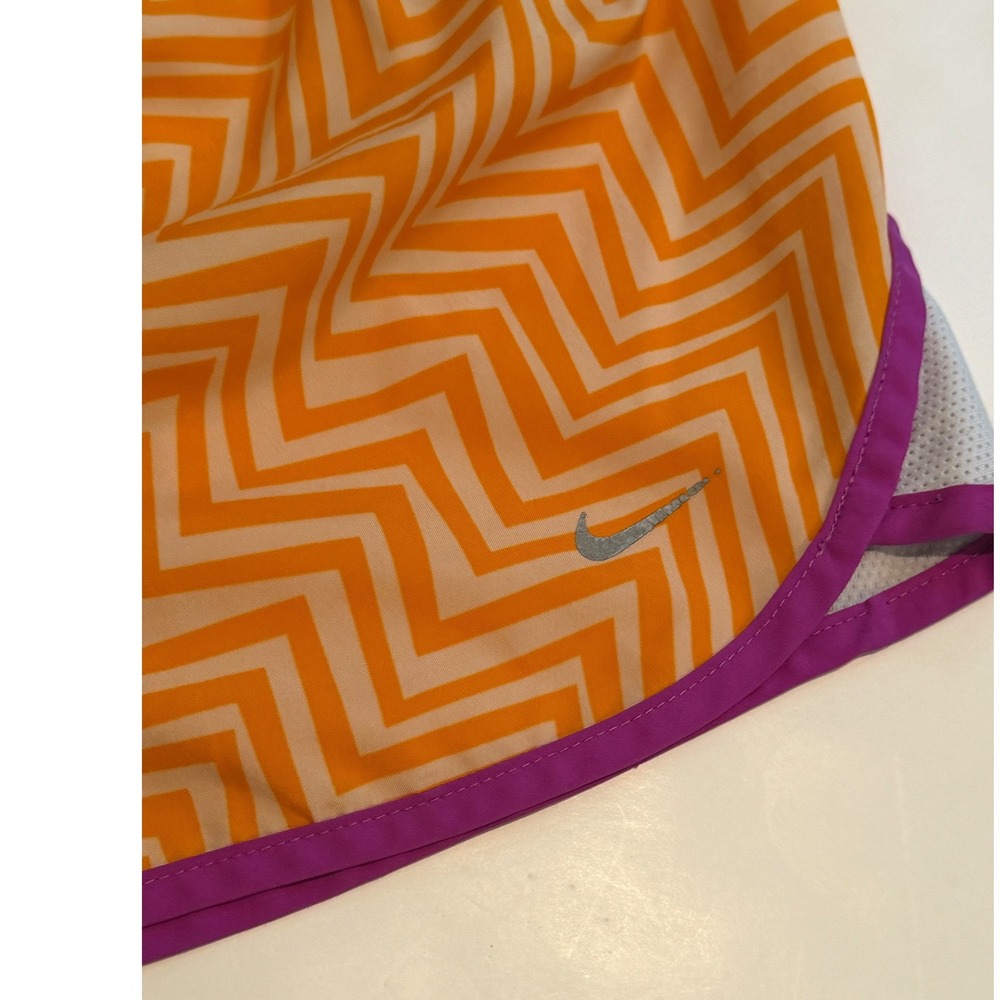 Nike Dri-FIT Running Shorts Orange White Chevron Zig Zag Purple Trim Womens M - Picture 10 of 11